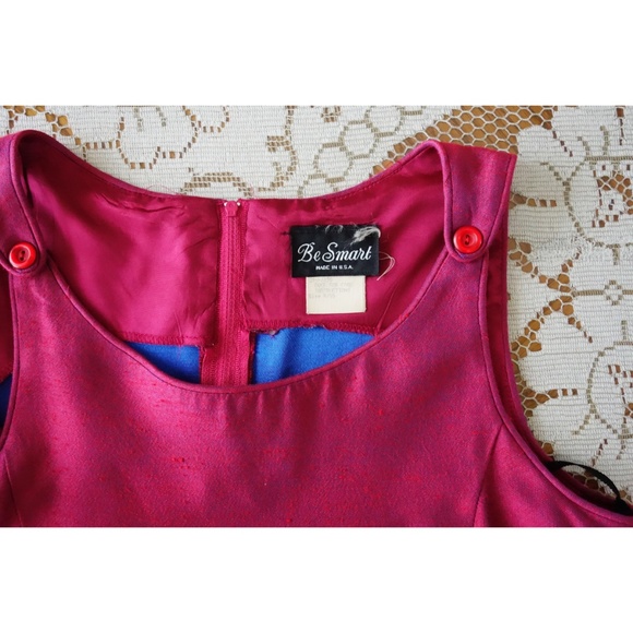 Vintage 90s Iridescent Fuchsia Mini Dress fit M - Picture 3 of 3